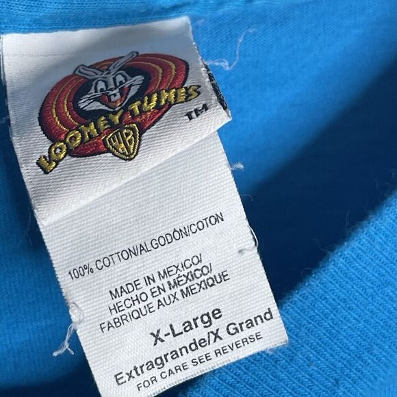 Vtg 90s Looney Tunes Tweety Bird T Shirt Bright Blue Embroidered XL - Picture 3 of 7